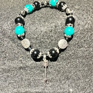 Turquoise and Black natural stone and glass with Arrow